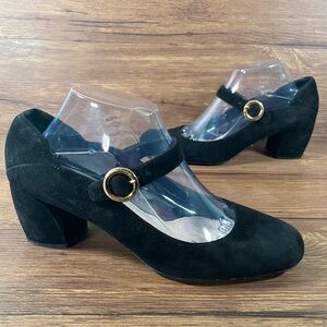 PRADA Black Suede Mary Jane Pumps Heels Women’s Size 10.5 (40.5) Shoes Block